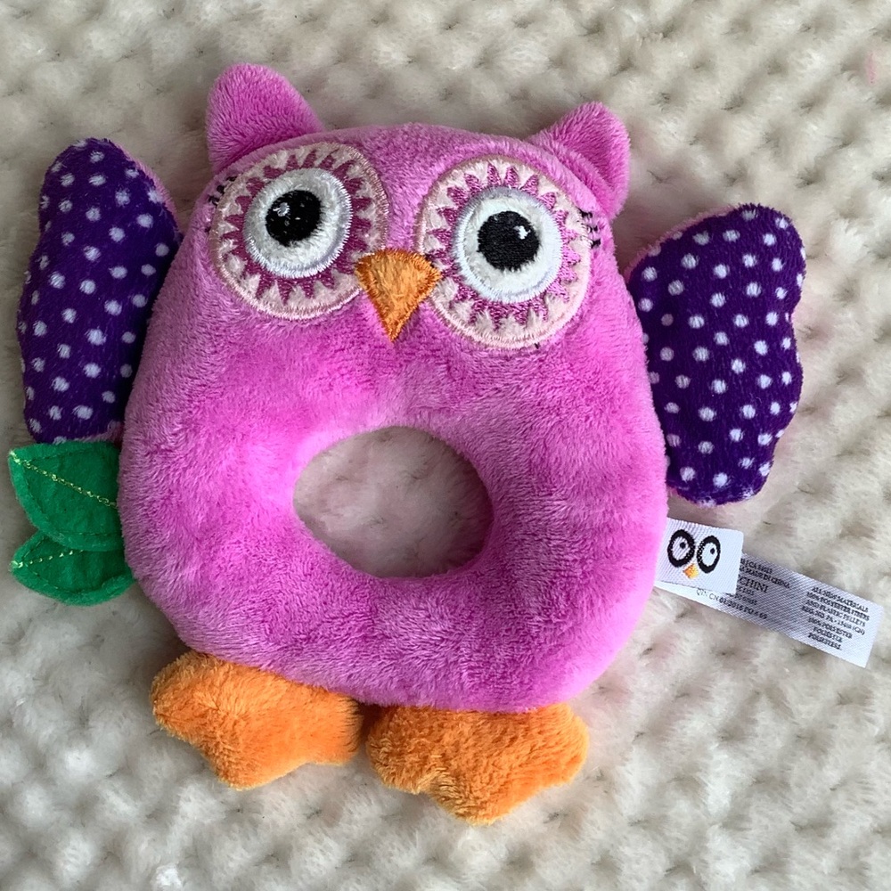 ZOOCCHINI Plush Pink Purple Owl Rattle Stuffed Animal Toy
